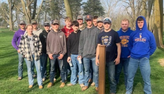 Junior construction students are pictured at the Celina Dog Park where they installed some obstacles for dogs. 