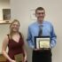 Two students (Kayliann Howell (on left) and Justin Gruss stand holding their Franklin B. Walter Scholarship certificates. 