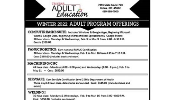 Adult Education Class Schedule 