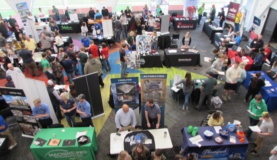 A bird's eye view of the student commons during the Tri Star job fair. 