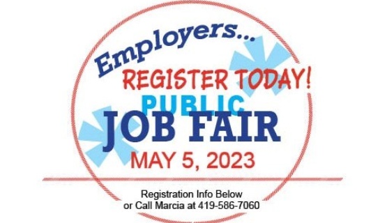 Employers.  Register Today.  Public Job Fair.  May 5 2023. 