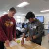 Sophomores working on spaghetti challenge in Engineering Tech.: Gallery Image 1 