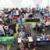 A bird's eye view of the many booths at the Tri Star job fair.: Gallery Image 1 