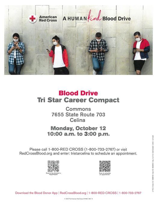 Red Cross poster to advertise Tri Star's blood drive. 
